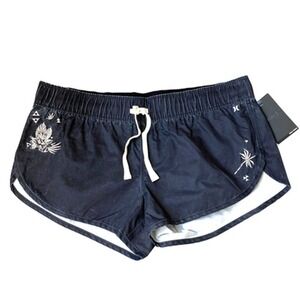 Hurley Phantom Tiger Floral Wax Board Shorts Women L Black Beach Coquette NWT